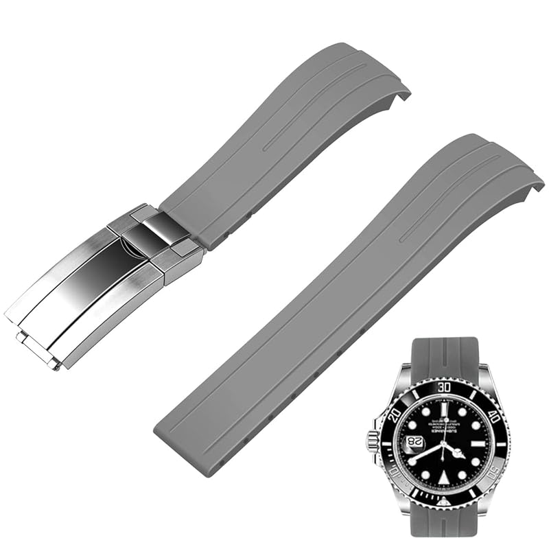 

[Juntan] 20 mm 22 curve end rubber watch band, taper Silicone Curve Replacement Watch Strap Men Women Classic diving buckle and