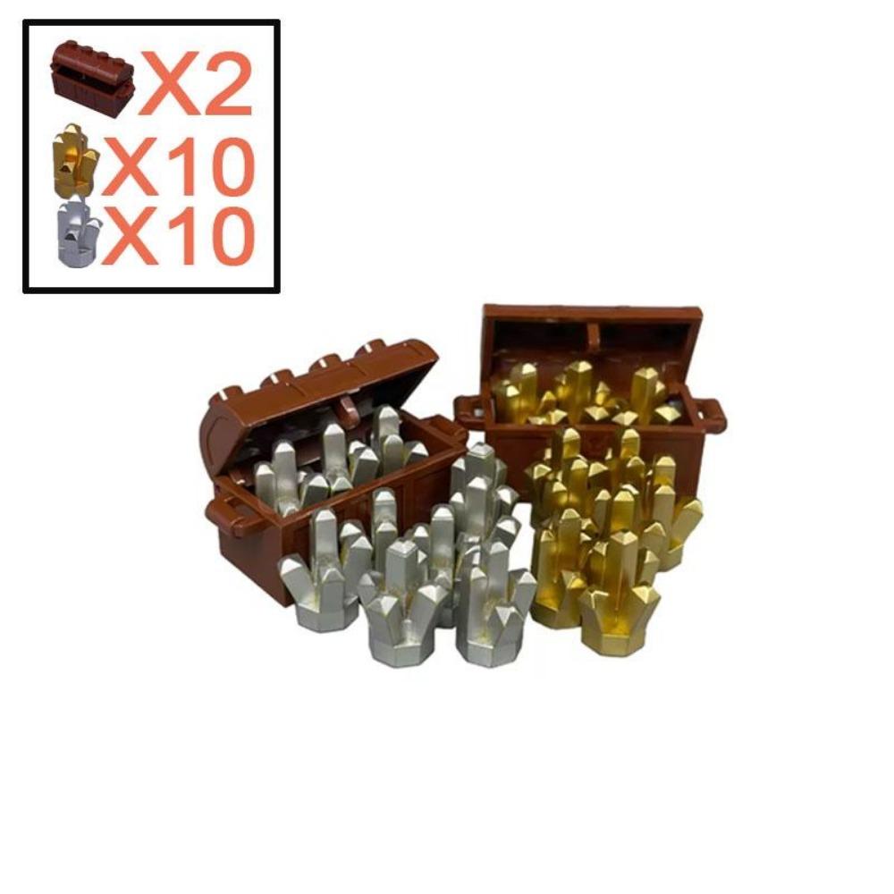 

MOC Персонаж Сцена Строительные Блоки Аксессуары Сейфы для Сокровищ Золотые и Серебряные Руды Алмазы Коробки для Долларов Ключи Игрушки Подарочные Кирпичики