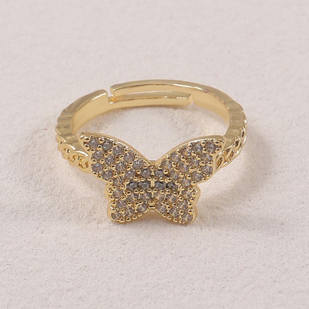 Korean Dongdaemun Butterfly Chain Adjustable Ring for Women