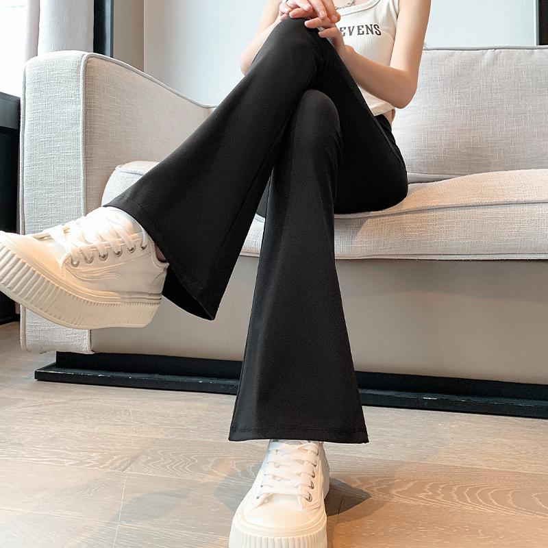 Women High Waist Flared Shark Pants Plus Size Yoga Pants Stretch Slim Bootcut Leggings Outer Wear Trousers