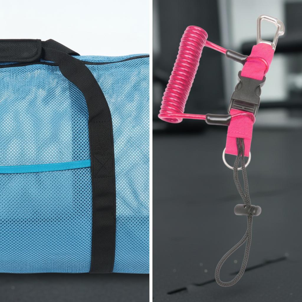 Scuba Diving Lanyard Coil Rope Quick Release Buckle Pink Mesh Dive Bag Drainable Equipment