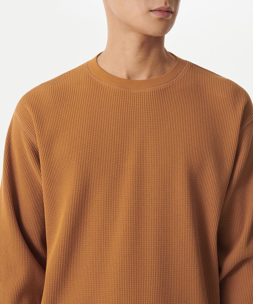 MUSINSA STANDARD Waffle Relaxed Crew Neck Long Sleeve T-Shirt [Terracotta]