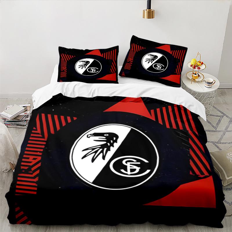 3PCS Eagle Symbol Frei-burg Football Bedding set,Ideal for1pc Duvet Cover And 2pcs Pillowcases Perfect for Christmas gift,Ideal for Bedroom,Dormitory
