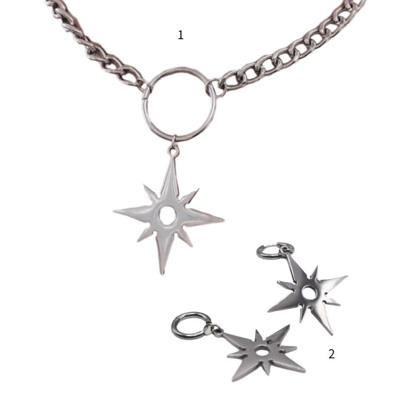 Mode Kalt Hip Hop Dorn Stern Kette Halskette Punk Dorn Stern Ohrringe für Männer Frauen Pentagramme Halsketten Schmuck