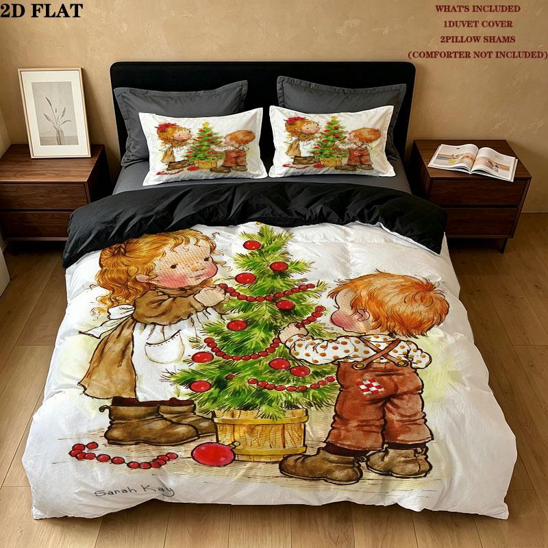 Sarakey Pattern Bedding Quilt Set Quilt Cover Pillowcase Home Birthday Gift(1 * duvet cover + 2 * pillowcase, without core)