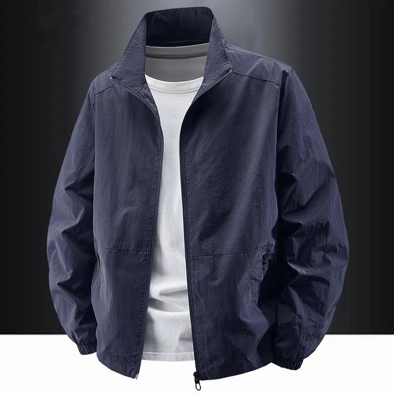 Men's Stand-up Collar Jacket for Spring and Autumn Casual Plus-size Workwear Outdoor Windproof and Waterproof Men's Top Trendy