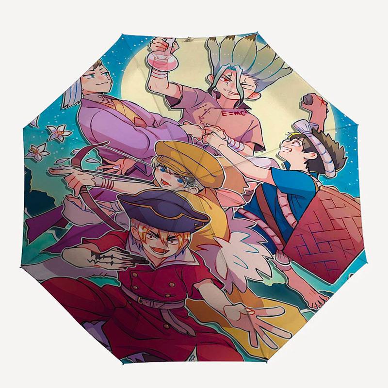 1pc Outdoor Umbrella with Anime Characters | Automatic Opening & Closing | Portable 3-Fold Design | 8-Rib Iron Frame | Perfect Gift for Fans, Tra