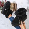 Winter thickened cotton boots new warm fur integrated short thick-soled snow boots  bow-turned warm boots