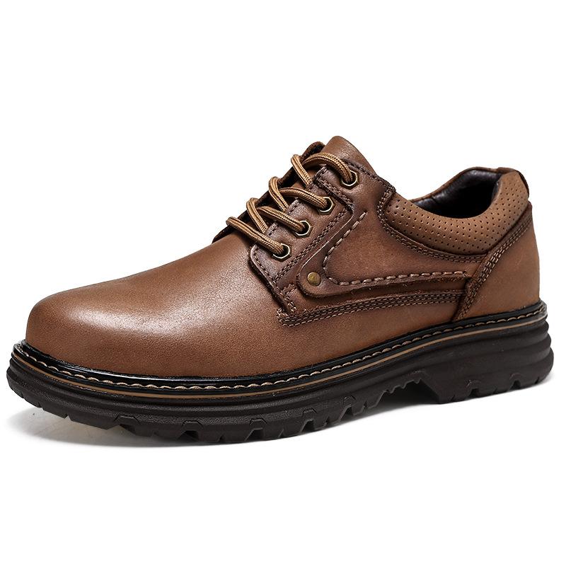 Frühling und Herbst Neue Vier Jahreszeiten Echtes Leder Pumps Arbeitskleidung Outdoor Rutschfest Lässige Lederschuhe Schuhe mit großer Kappe Schuhe mit niedrigem Schaft