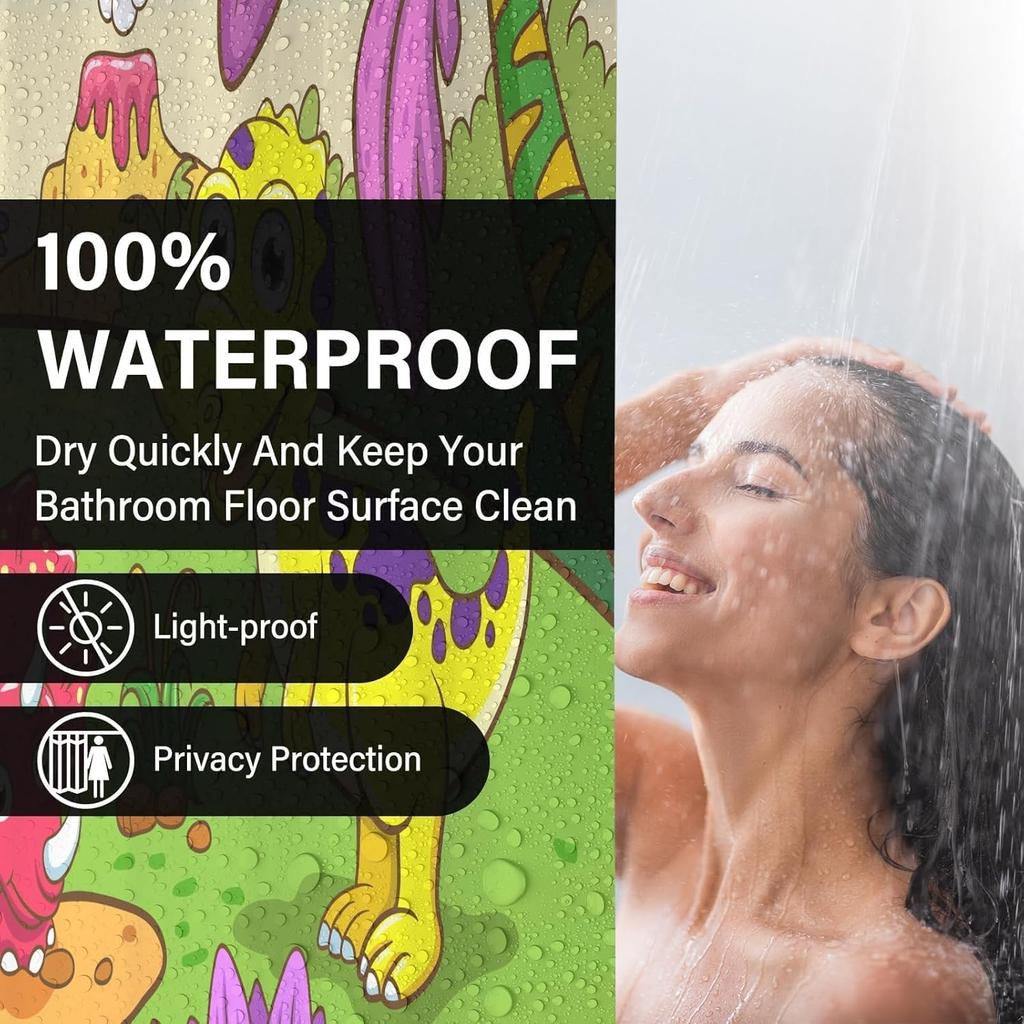 Bath Decor for Childen,Cute Dinosaur Cartoon Shower Curtains for Kids,Colorful Kid Shower Curtain for Bathroom,Funny Waterproof