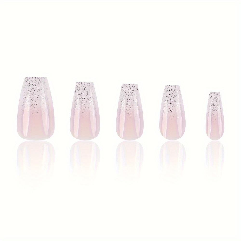 24 stykker klassisk rosa og hvit gradient glitter fransk manikyr negletips - kort, ballettformet, skinnende finish, perfekt for festlige anledninger