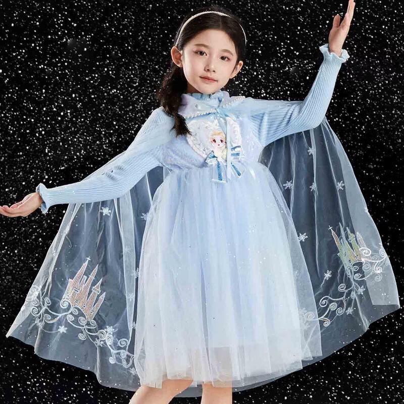 Girl's Princess Print Dress with Shawl