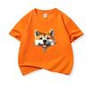 Kids Pure Cotton T Shirt Adorable Dog Zipper Print Crew Neck Short Sleeve Tee Casual Breathable Boys Girls Summer Tops