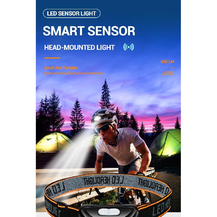 500 Lumen USB Rechargeable Headlamp Motion Sensor Bright LED Running Fishing Flash Head lamp Headlight Infrared Sensor Light