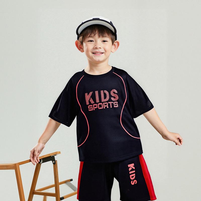 Kids' Quick-Dry Breathable Sports Set: Short Sleeve T-Shirt & Shorts for Soccer - Boys & Girls Summer Activewear