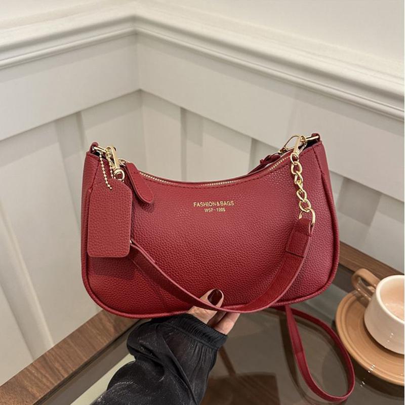 Stylish Luxury Design PU Leather Hobo Shoulder Bag Women Cherry Pendant Small Crossbody Bag For Daily Use Tote Bag