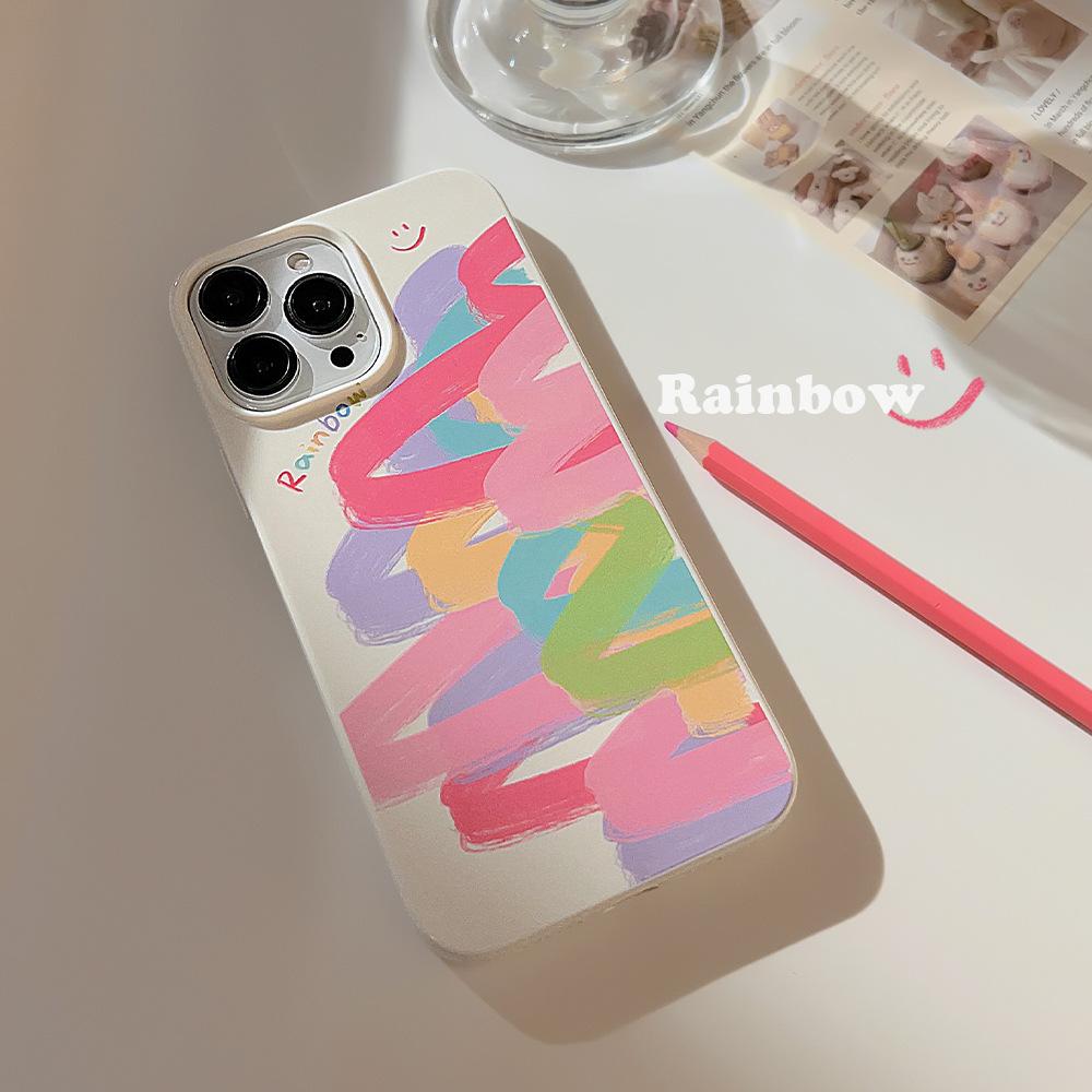 Rainbow Doodle IPhone 16 Mobile Phone Case Apple 11 Creative 15pro Max Silicone X 8 Soft Shell 13 Applicable 14