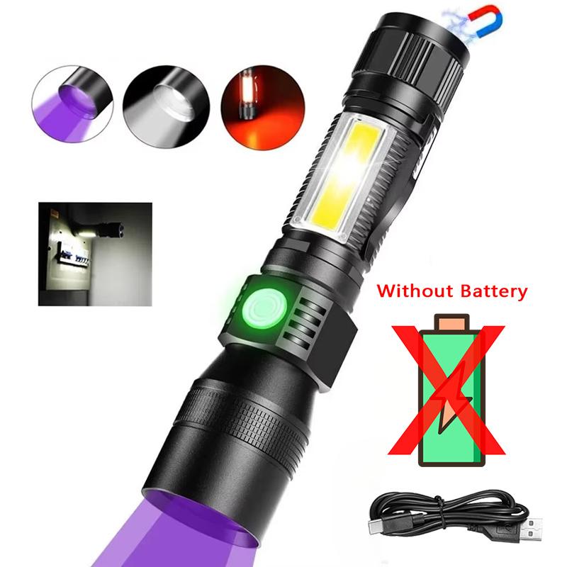 UV Light High Power Led Flashlight USB Rechargeable Camping Lantern Pets Urine Stains Black Light Led Ultraviolet Torch Lamp