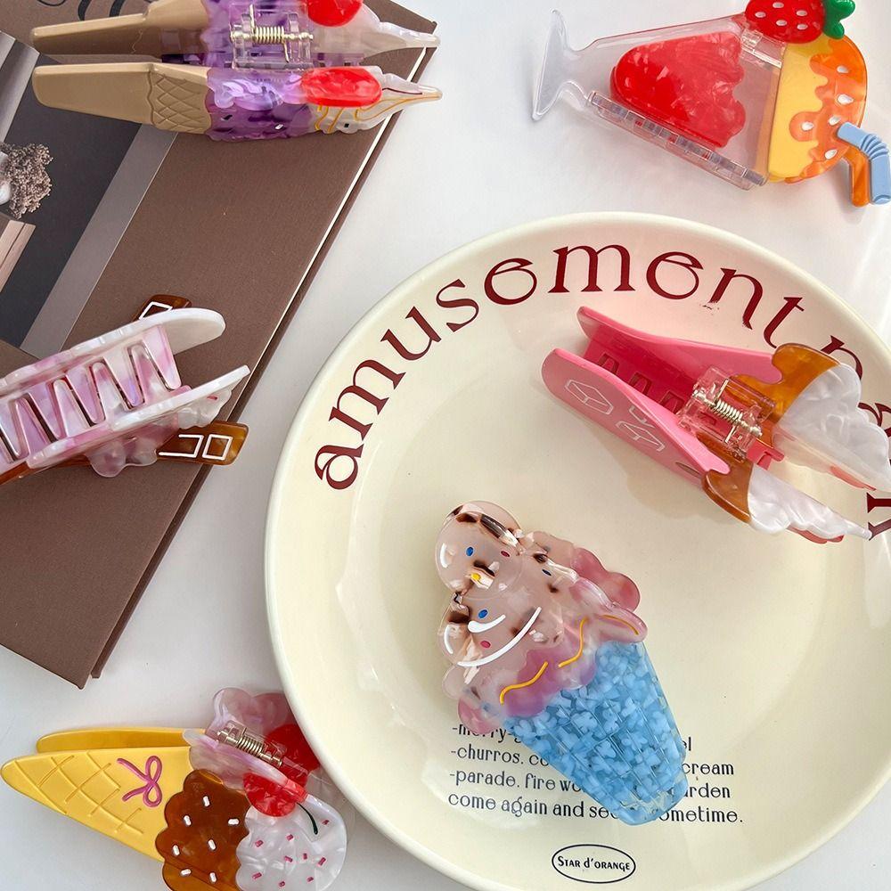 Watermelon Fruit Cone Hair Claw Popsicle Acetic Acid Shark Grab Ice Cream Hair Claw  Travel