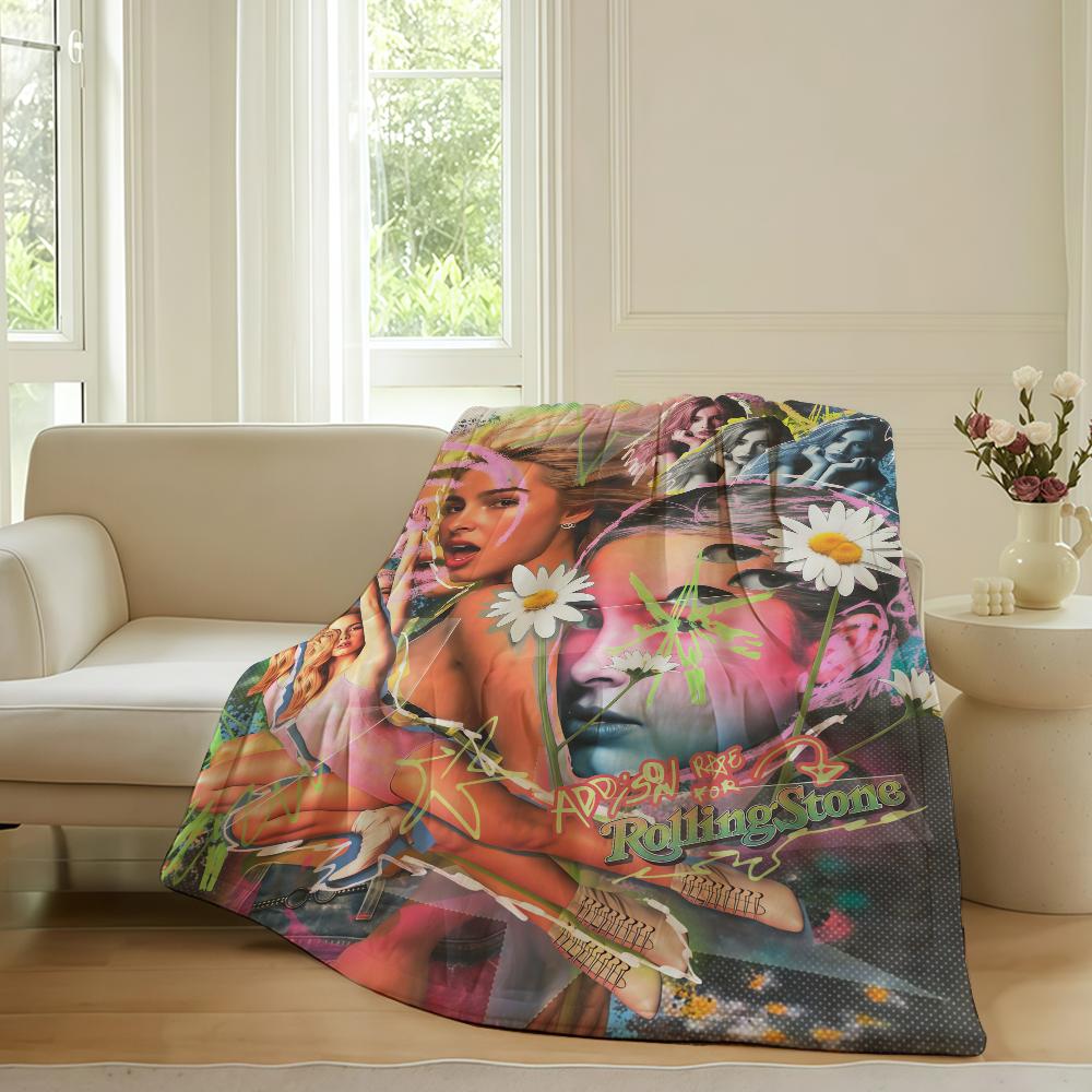 American singer Addison Rae Blanket For Sofa Office Bed Plane Travel Sleep Read Relax Camping Soft And Warm