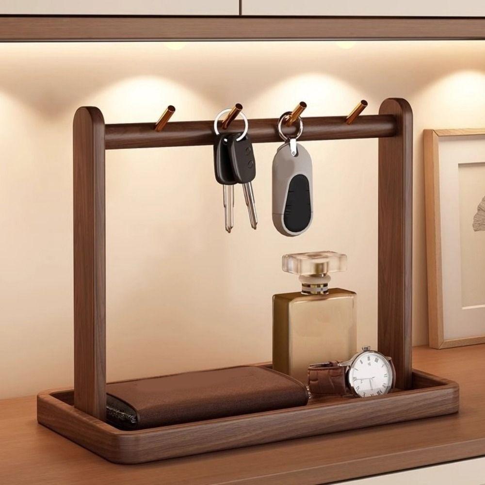 Large Capacity Wooden Storage Rack Decorative Jewelry Display Rack for Hallway