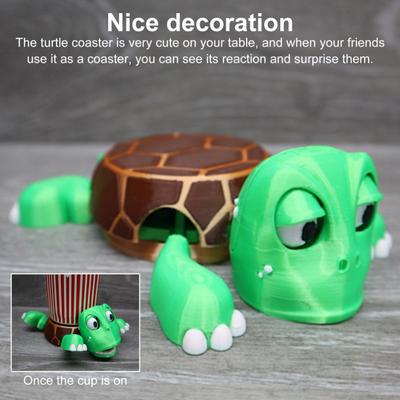 Yousheng Turtle Coaster 3D Printed Animal Cup Holder with Funny Expression Heat-Resistant Panda Cup Holder Gag Gift for Friends Family