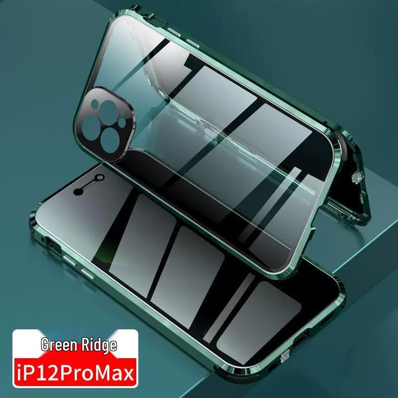 Anti-Peep Magnetic Mirror Case for iPhone 13/14/15/16 Pro Max with Double-Sided Glass Protection
