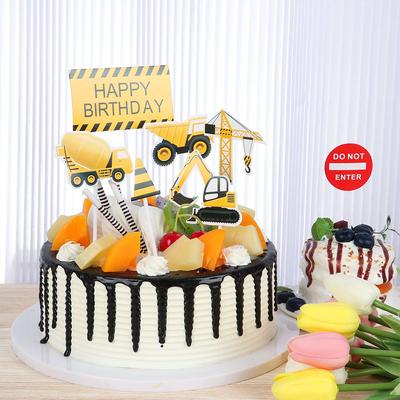 Für Kinder Jungen Cupcake Topper Geburtstag Kran Baustelle Kuchen Topper Verkehrsschild