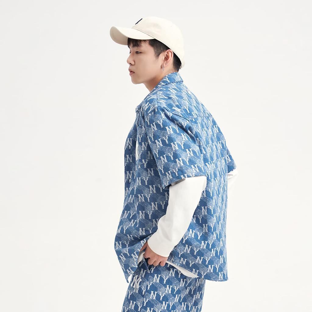 MLB Monogram Shirt Men's Sky Blue 3LDRM0633-50SBL