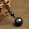 Natural Stone Rainbow Eye Obsidian Ball Pendant Single Bead Necklace Quartz Reiki Healing Lucky Guardian Charm Copper Rope
