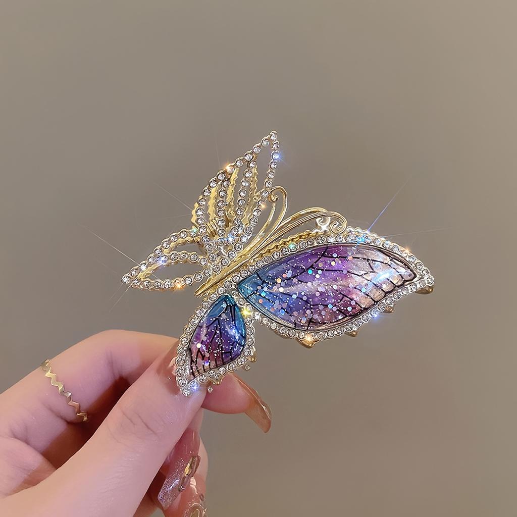 1PC Sweet Temperament Gentle Colorful Butterfly Grab Trigger High-end Exquisite Back Head Bun Shark Clip Hair Accessories