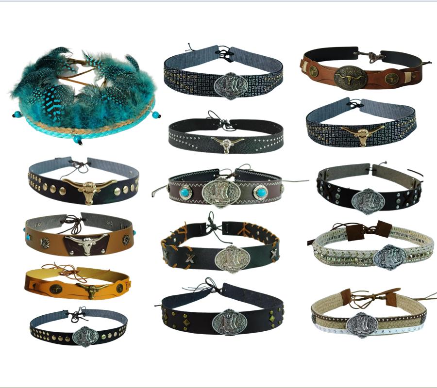 Enthic Hat Accessories Leather Belt For Hat Band Cowboy Hat Decoration Rivet Belt Straw Hat Band Bohemia Hat Accessory