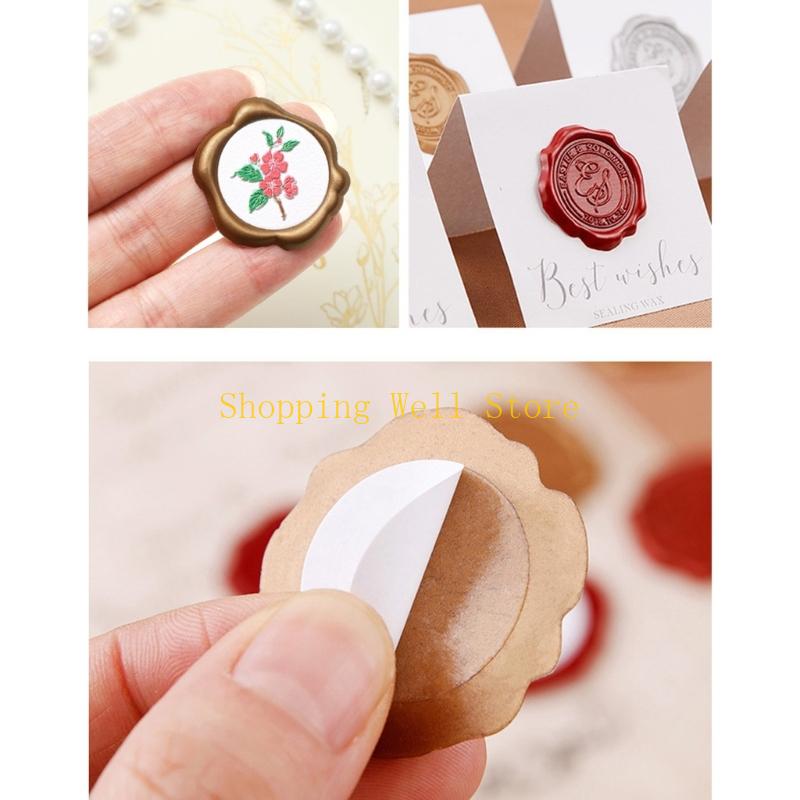 KX4B Pack of 50 Heart Wax Seal Sticker Waterproof Decoration Use