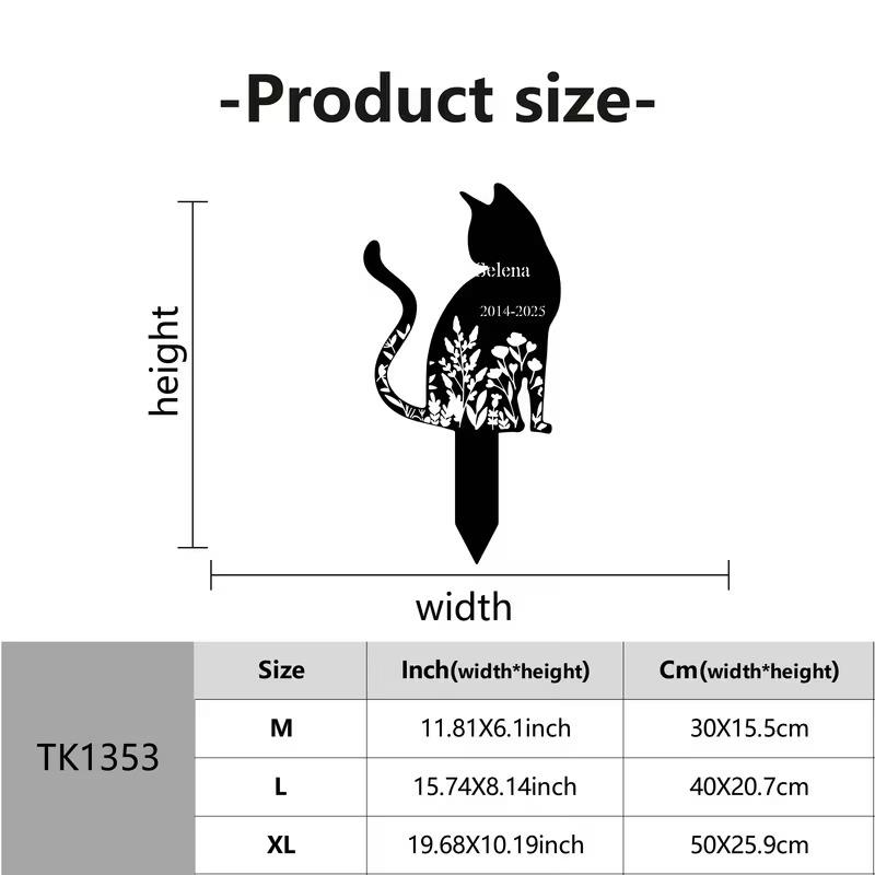 

Custom Metal Cat Memorial Stakes with Floral Design, Suitable for Cat Garden/Outdoor Yard Art Metal Decorations with Kitty Names M 30x15.5cm