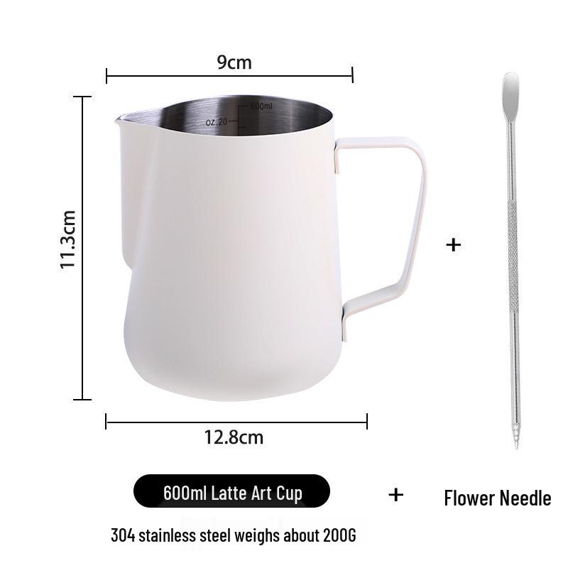Pin Chuang 304 Stainless Steel Latte Art Cup with Scale, Pointed Spout, and Thickened Milk Frothing Design
