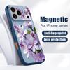 Kolorowy Wzor Kwiatów Etui Na iPhone 17 Pro Max Magnetyczne Do Magsafe Hybrydowe Cienkie Matowe Pokrowiec Na iPhone 16 15 14 13 Pro Max