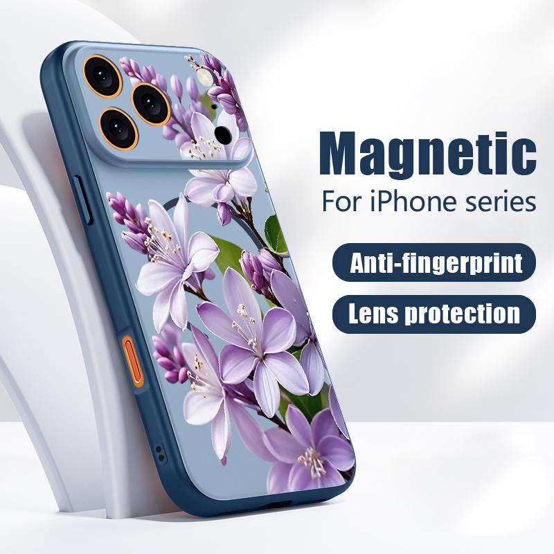 Kolorowy Wzor Kwiatów Etui Na iPhone 17 Pro Max Magnetyczne Do Magsafe Hybrydowe Cienkie Matowe Pokrowiec Na iPhone 16 15 14 13 Pro Max