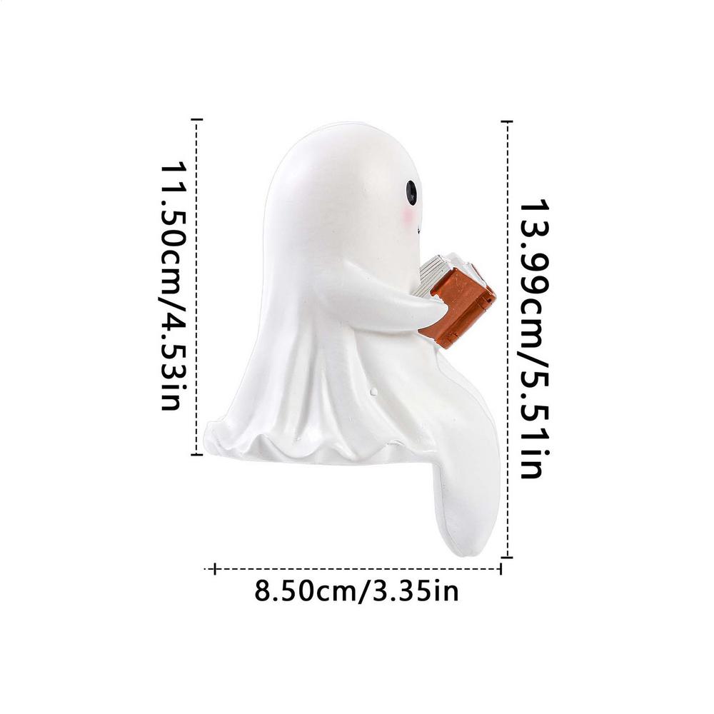Ghost Reading Lantern Lighted Ghost Figurine Halloween Resin Figurine Tabletop Centerpiece For Bedroom Study Bookshelf Kid's