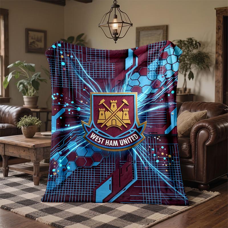 West Ham United Football Print Flannel Blanket Soft Warm Sofa Bed Throw Blanket For Home Office Bedroom