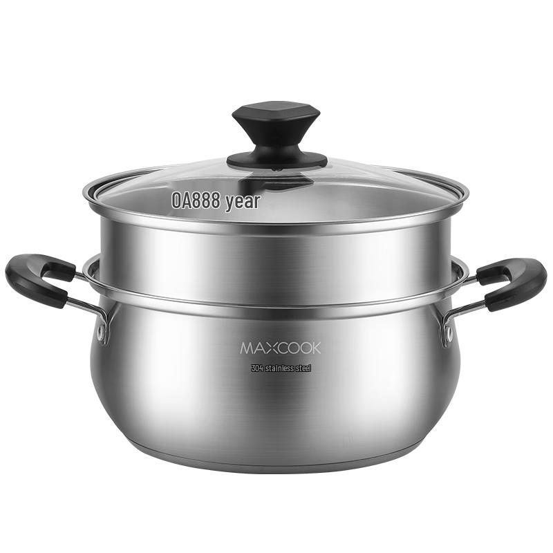 MAXCOOK 304 Stainless Steel Double-Layer Steamer Pot