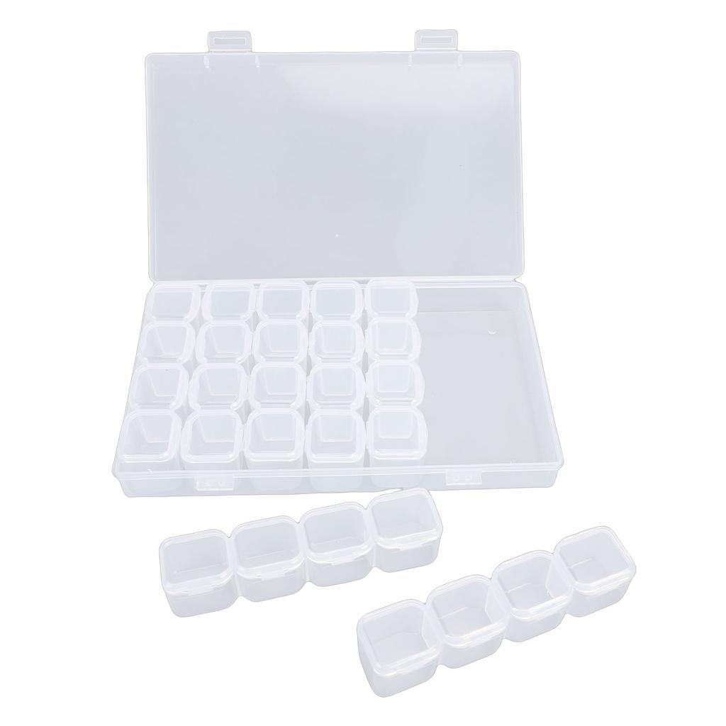 28 Compartments Nail Art Tool Box Transparent Jewelry Accessories Nail Tool Organizer with Snap Closure