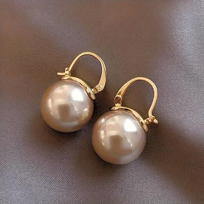 Pretty Imitation Pearl Pendant Hoop Earrings Zinc Alloy Jewelry Vintage Elegant Style for Women Daily Casual