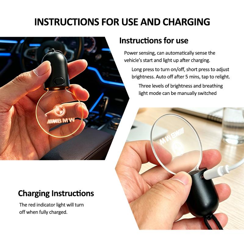 Car LED Acrylic Pendant Glowing Decor Rear View Mirror Accessories For BMW Performance M E87 E30 E46 E28 F35 G20 E93 F20 X3 X