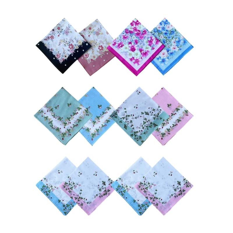 

Flower Print Handkerchiefs for Adult Unisex Pocket Square Handkerchief Multiuse High Absorbent Sweat Wiping Towels 12PCS