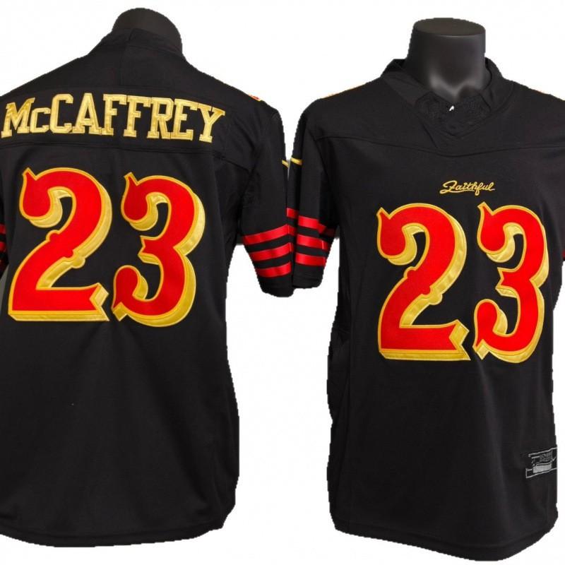 Camiseta de Rugby para Hombre Equipo 49 Nº 23 McCaffrey Negra Tercera Generación Camiseta Deportiva de Rendimiento