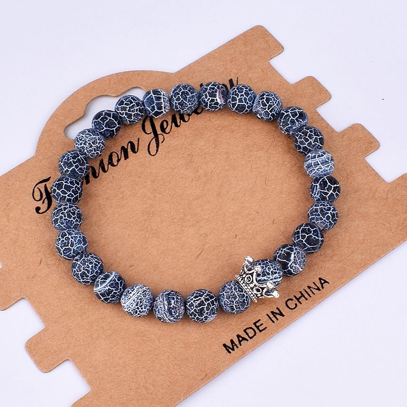 2pcs Charm Paired Bracelets Men Sets Crown Women's Bracelets Natural Stone Beads Wristband Couple Bracelet Gifts Friends Jewelry