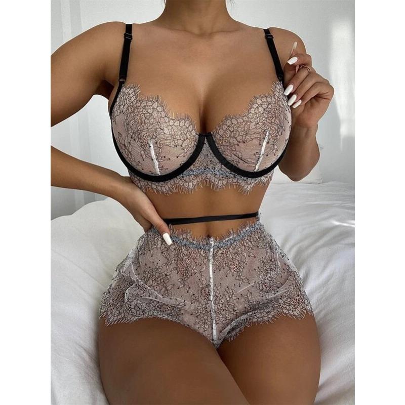 

Сексуальный костюм женский маленький свежий вышивка сетка сексуальный бюстгальтер перспектива комплект нижнего белья XL серый