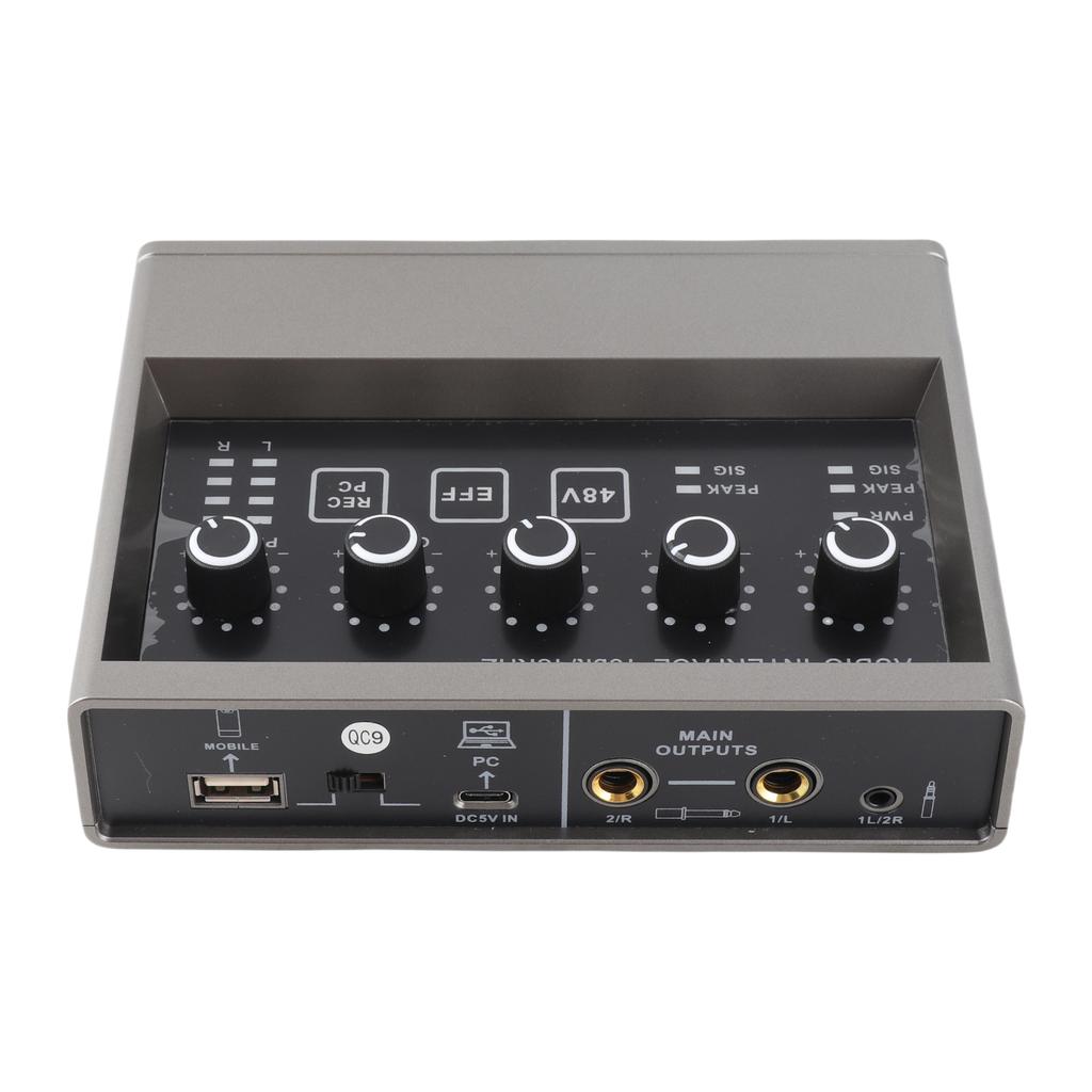 48V Live Sound Card with DSP Reverb Sound Card Mixer for Computer Smartphone Singing Instrument Live Broadcast