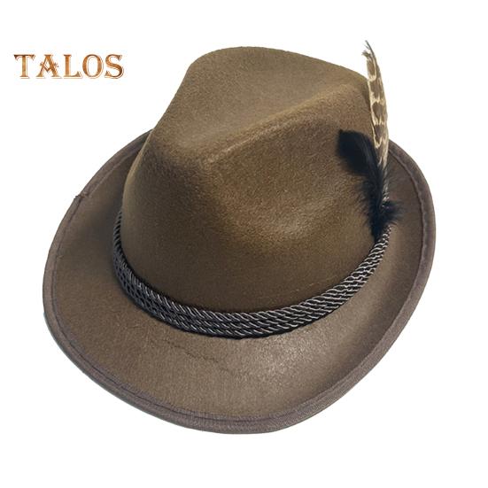 

Мужская фетровая шляпа в стиле ретро в стиле джаз с перьями и веревками, изогнутый край, однотонная кепка-котелок для вечеринок, фестивалей, праздников, праздников, праздников коричневый