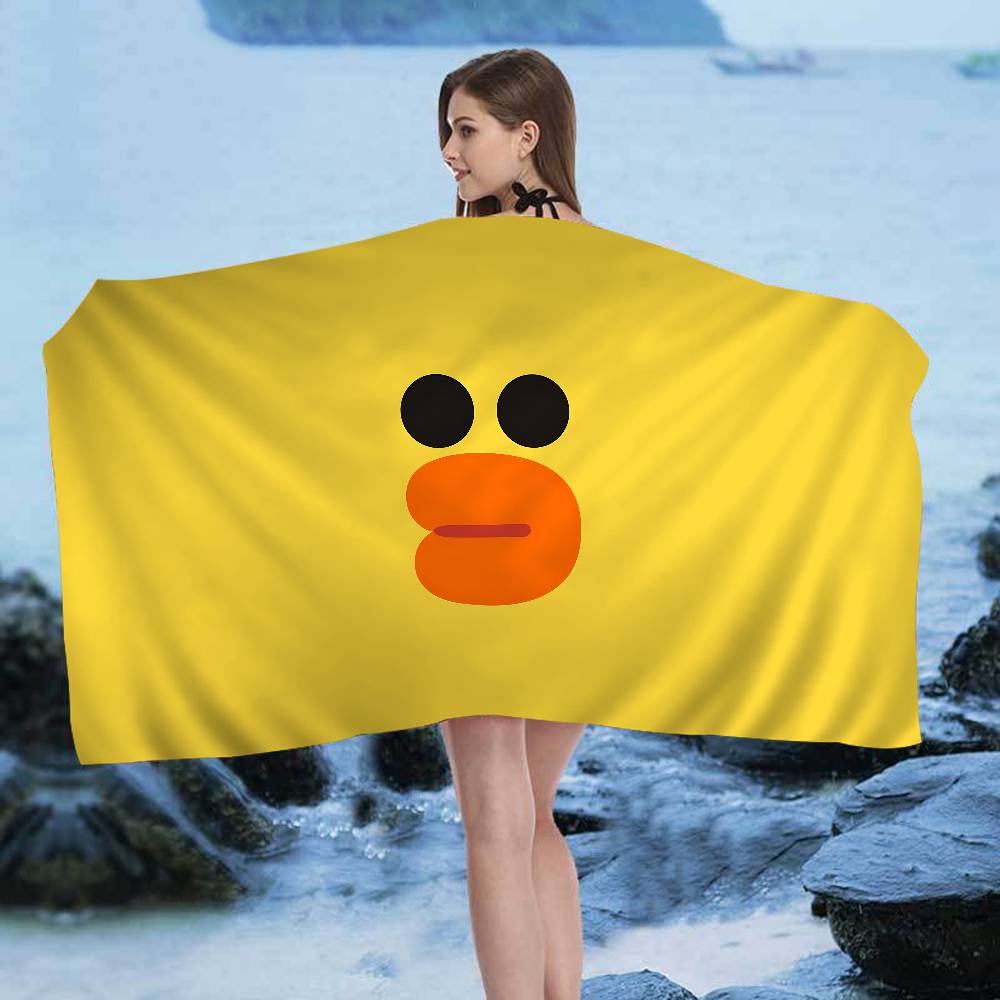 L-Lines Friends B-Brown Bear Microfiber Blanket Quick Drying Beach Towels Oversized Printing Super Absorbent Pool Towel Blanket